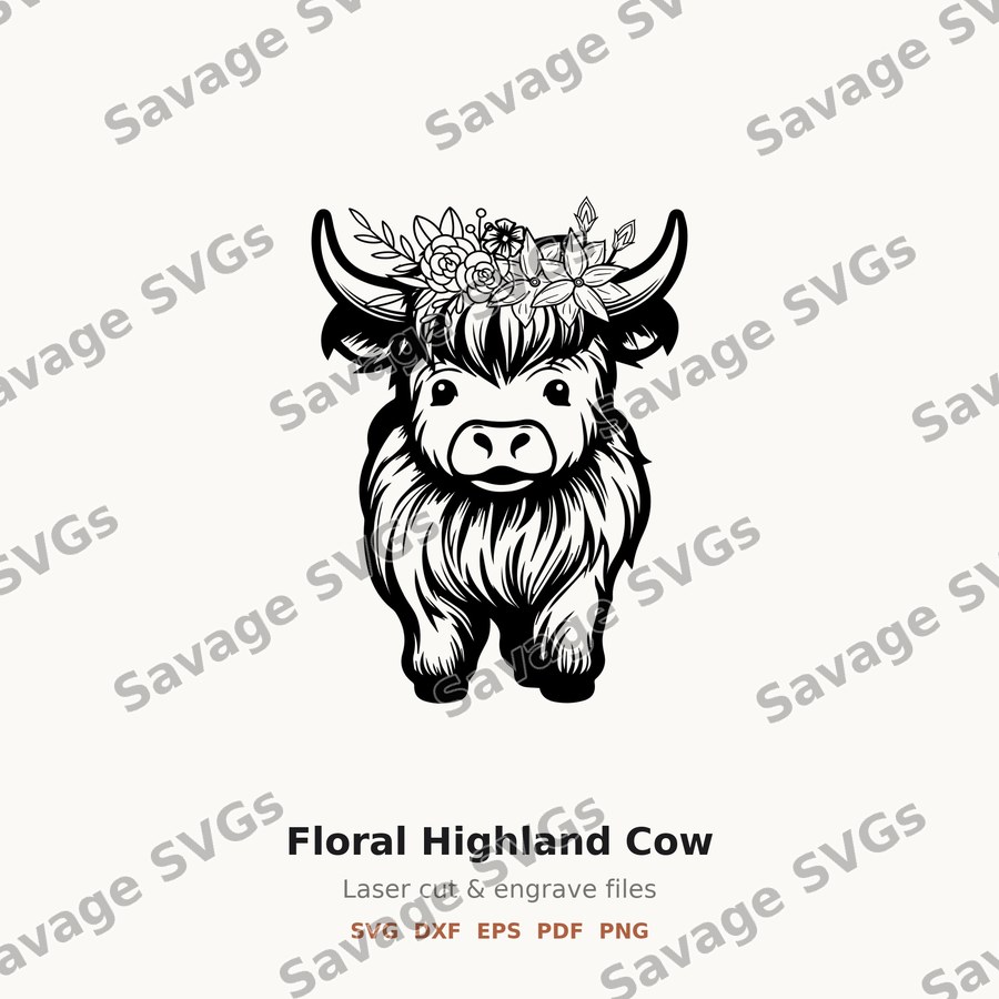 Floral Highland Cow