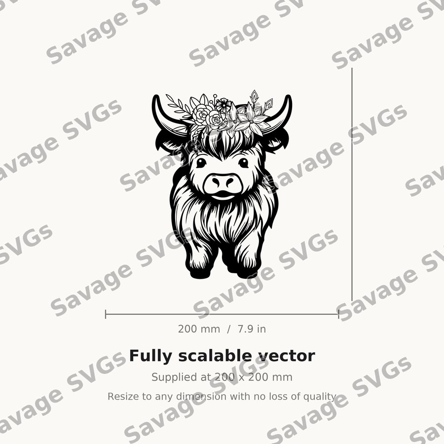 Floral Highland Cow