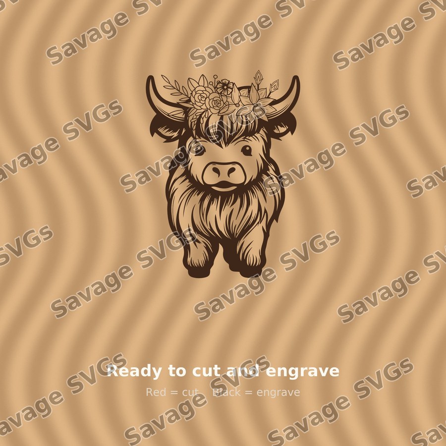 Floral Highland Cow