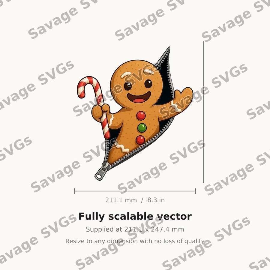 Gingerbread Man Zipper