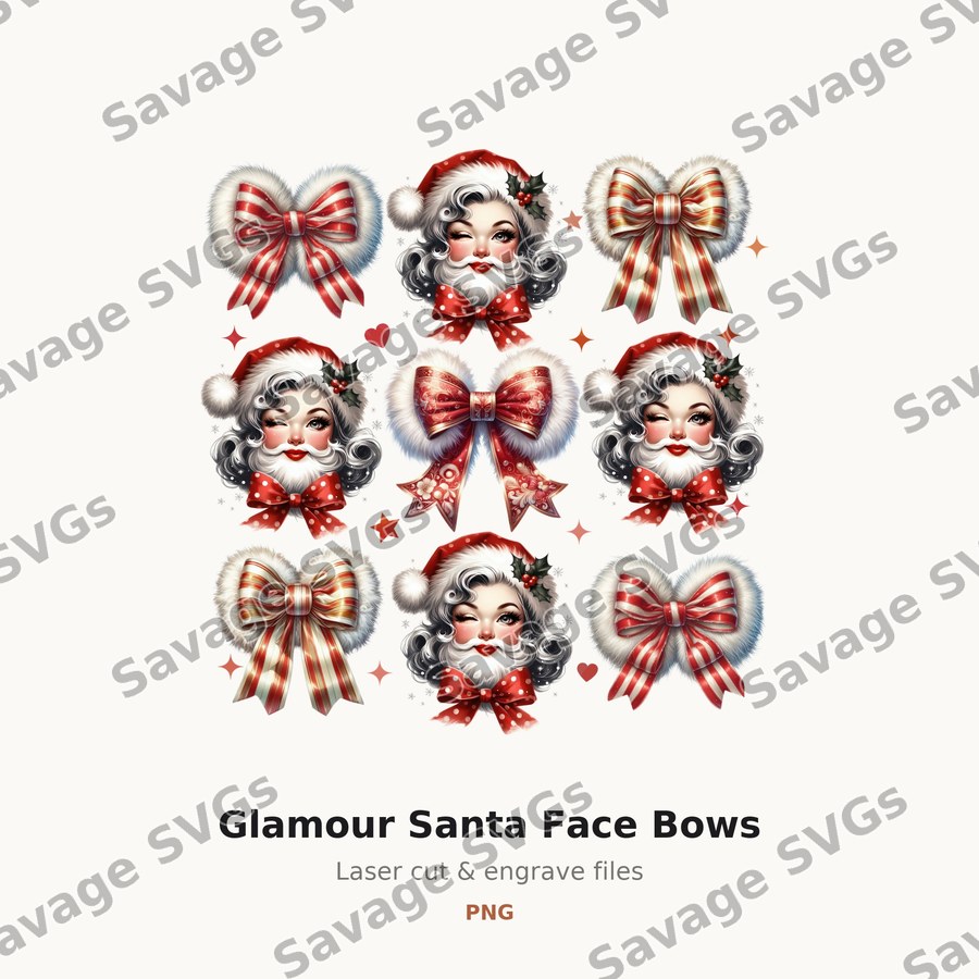 Glamour Santa Face Bows