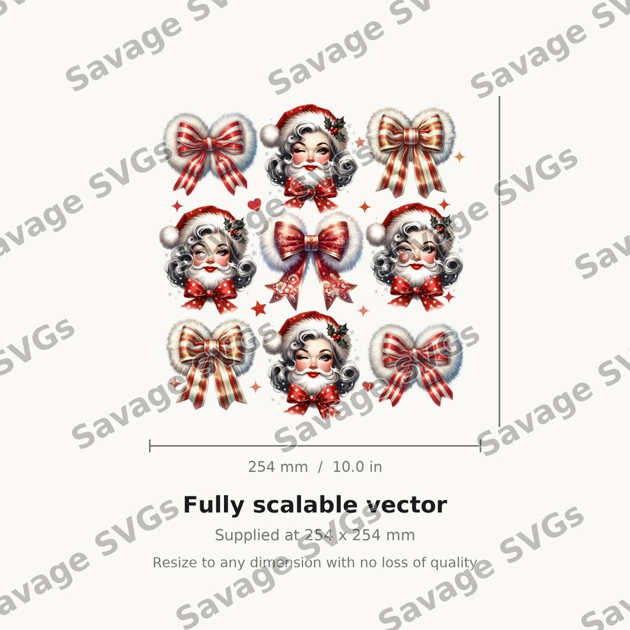 Glamour Santa Face Bows