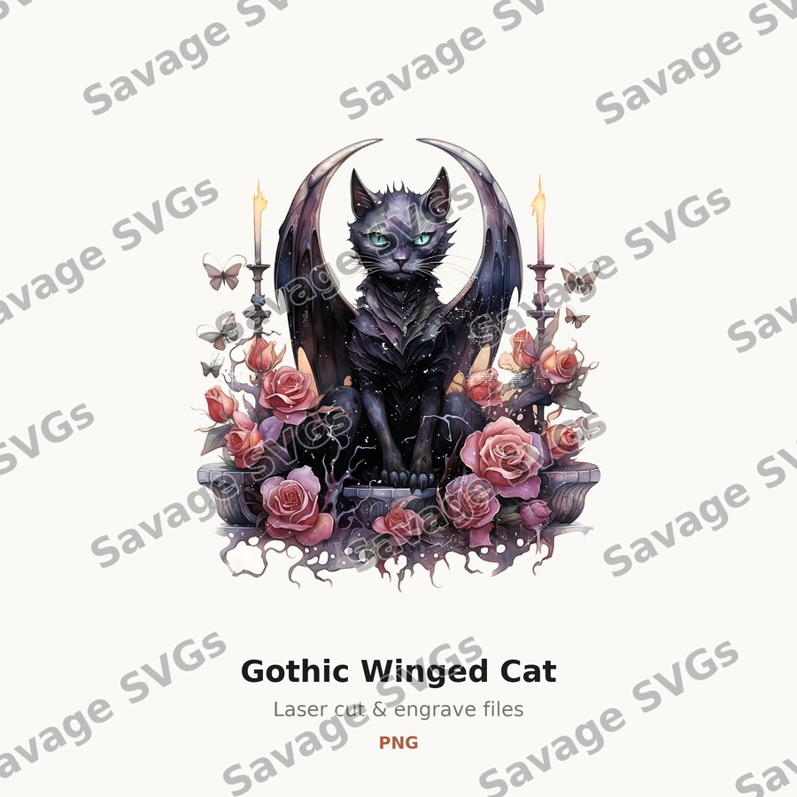 Gothic Winged Cat