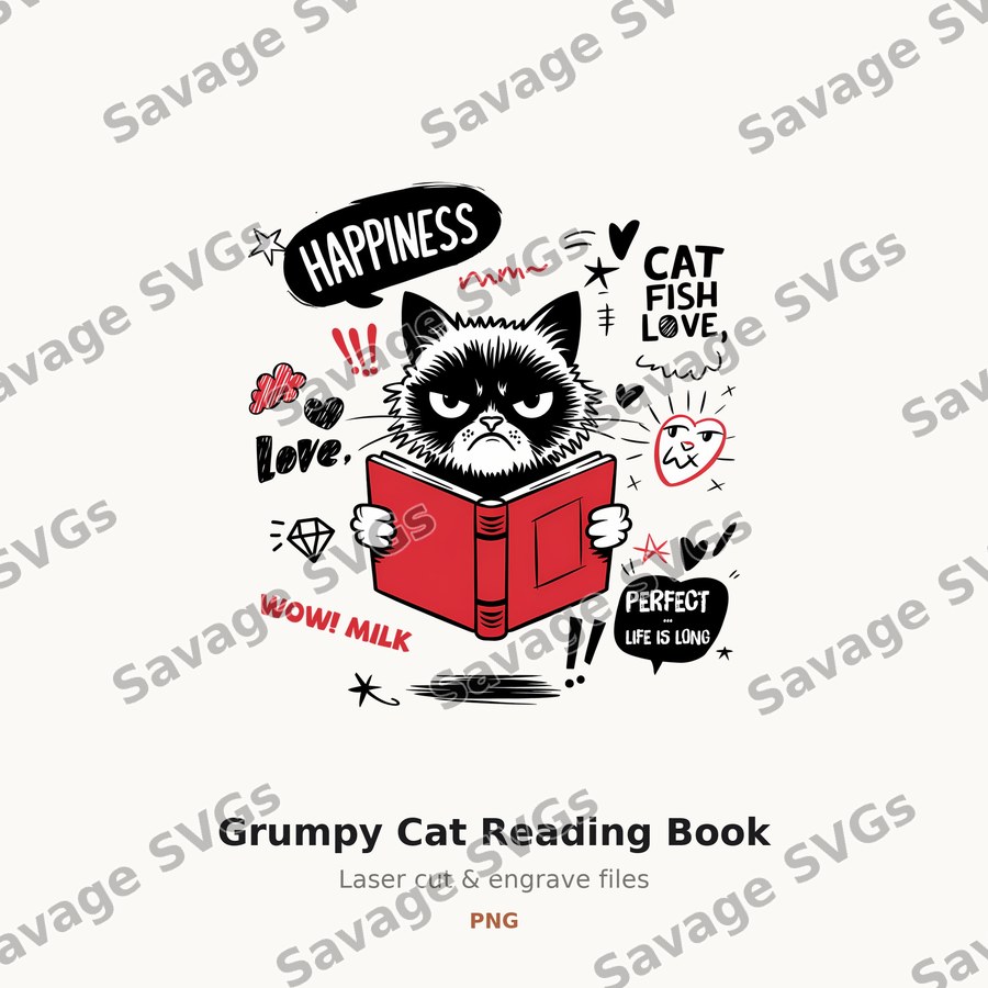 Grumpy Cat Reading Book