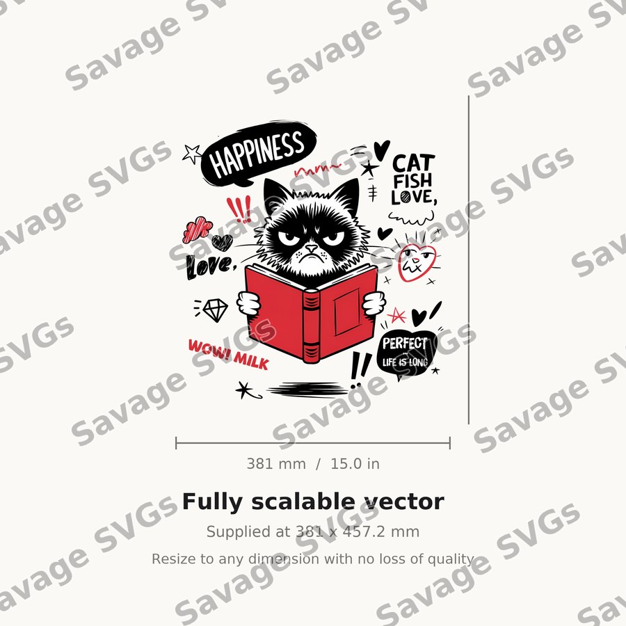 Grumpy Cat Reading Book
