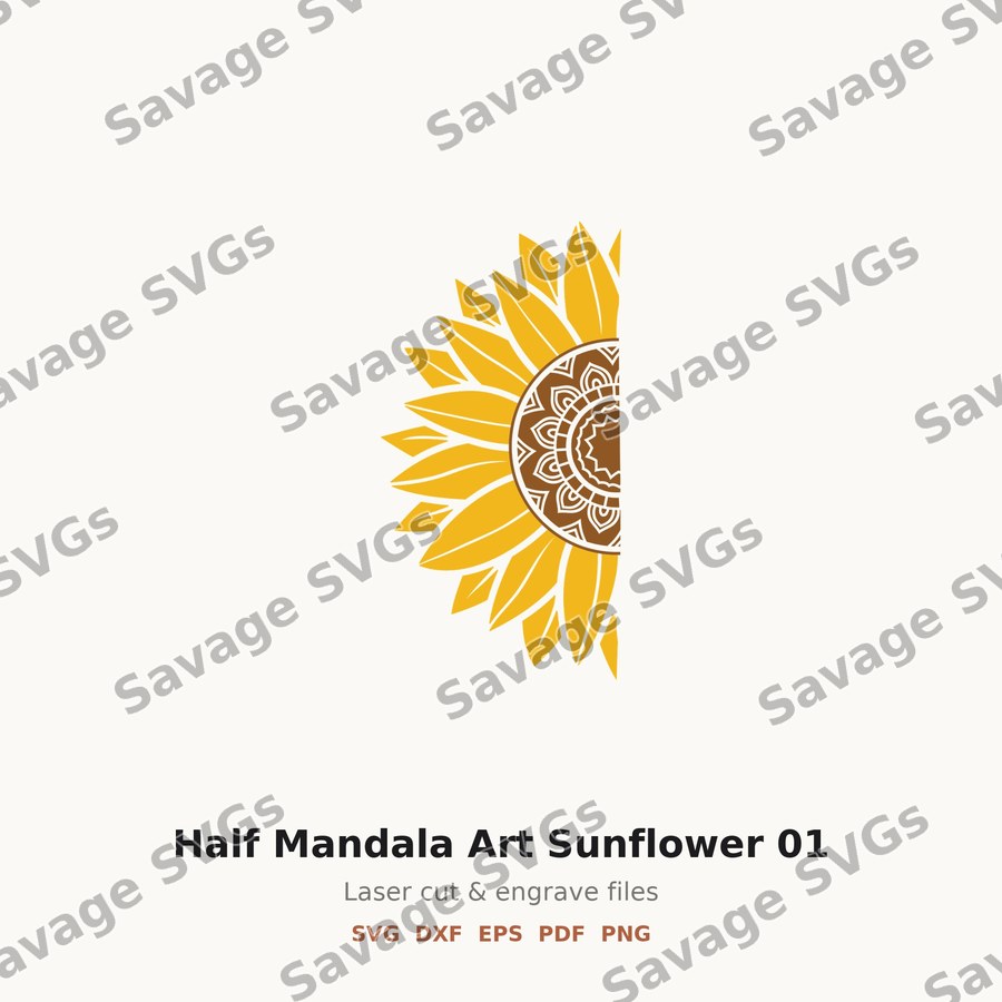 Half Mandala Art Sunflower 01