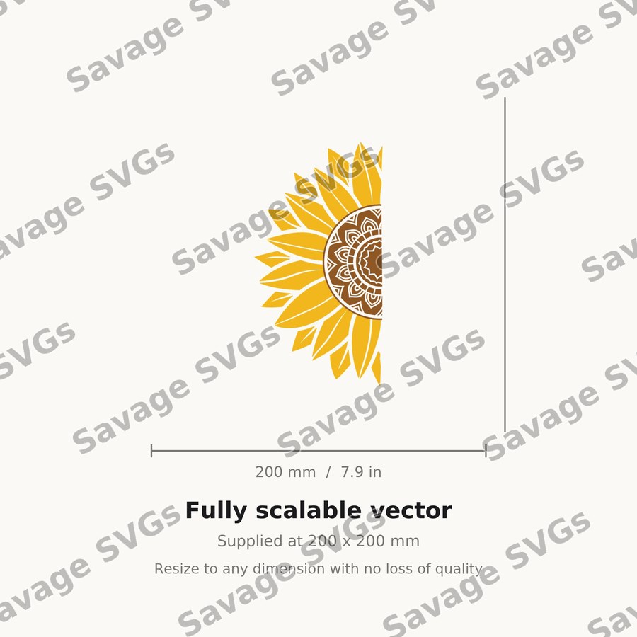 Half Mandala Art Sunflower 01