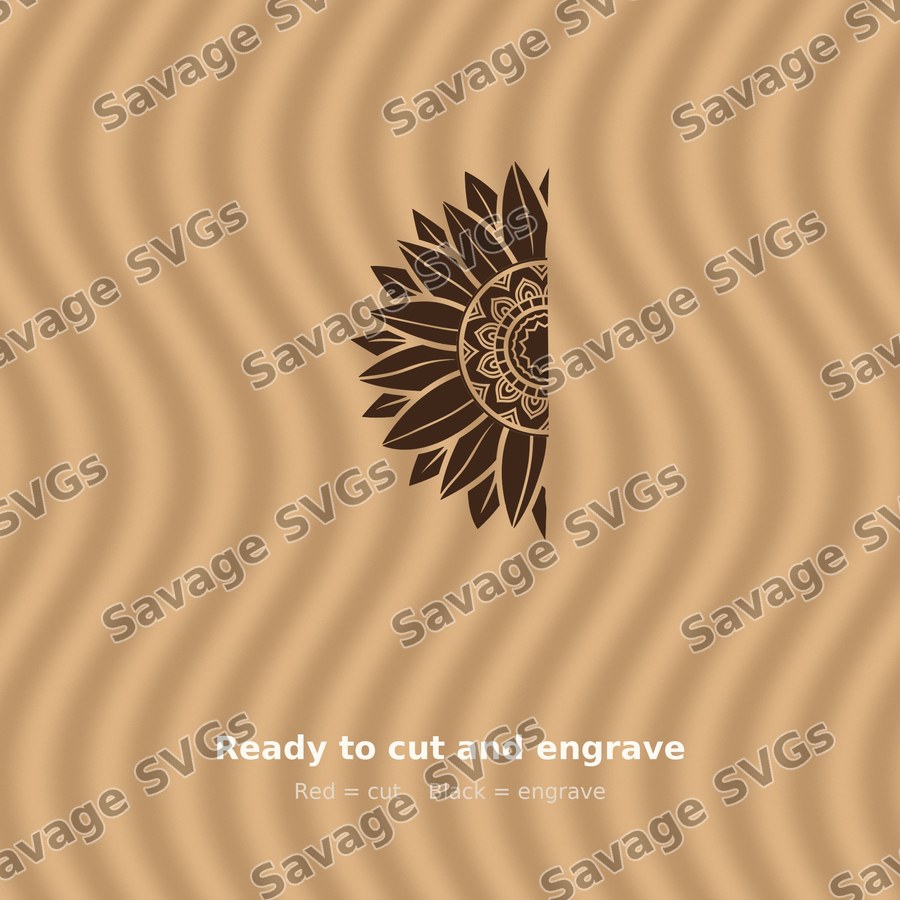Half Mandala Art Sunflower 01