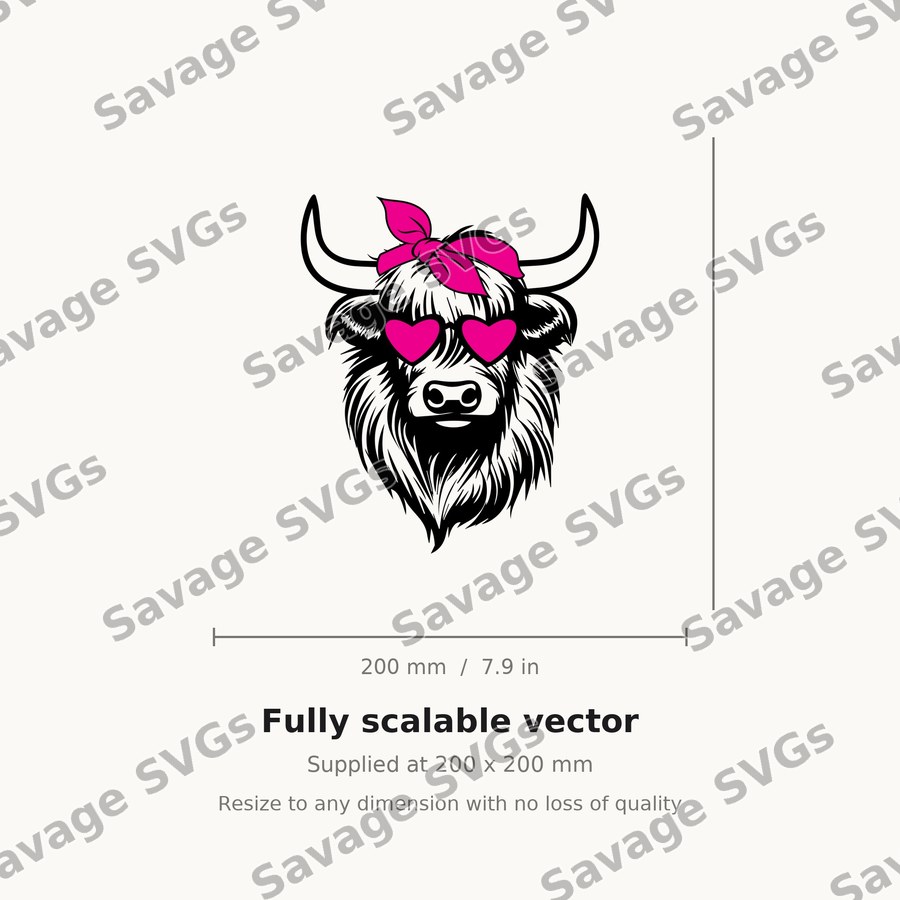 Highland Cow With Heart Glasses