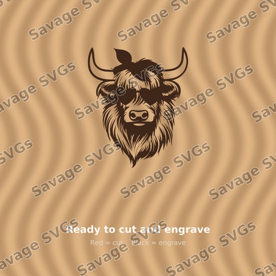 Highland Cow With Heart Glasses