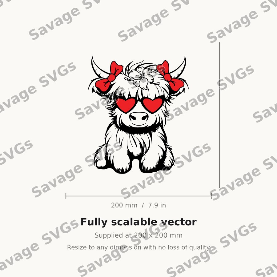 Highland Cow With Heart Glasses