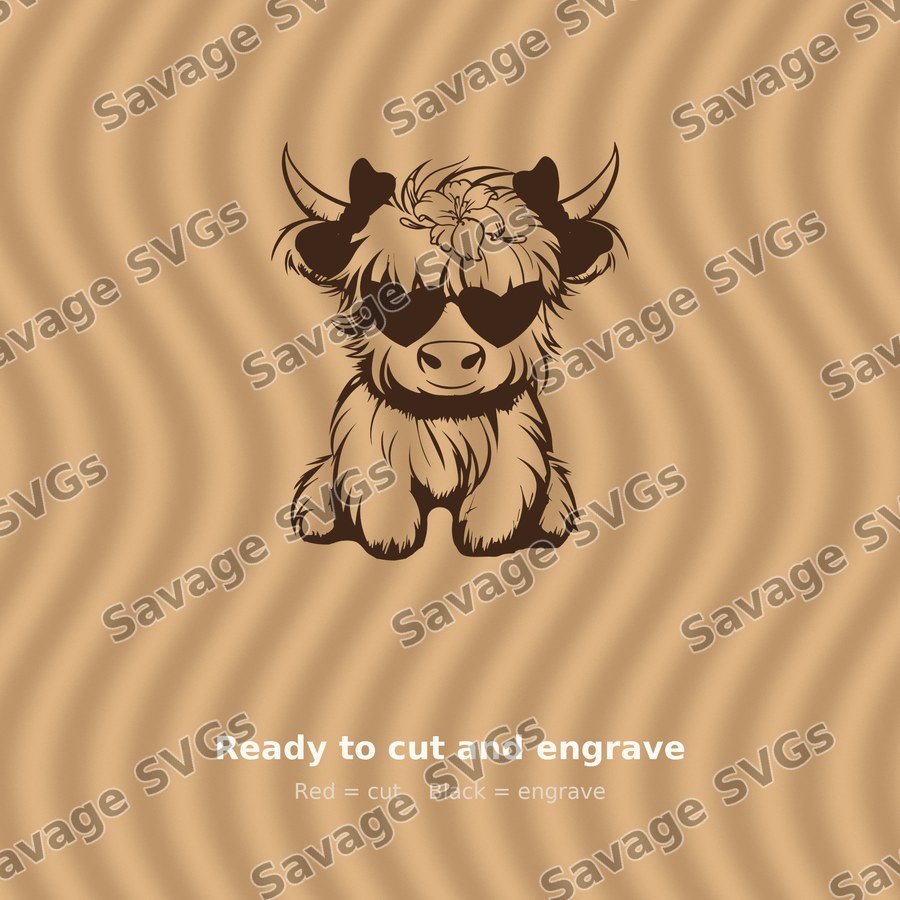 Highland Cow With Heart Glasses