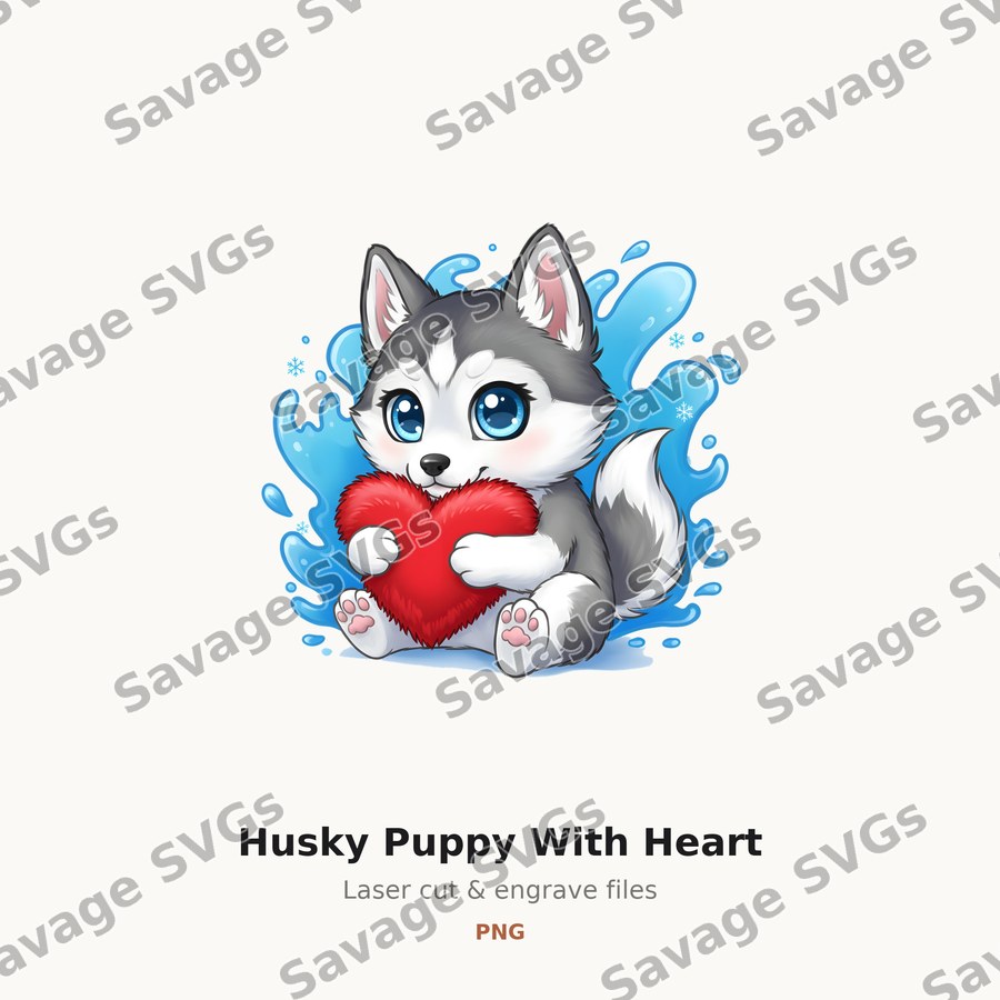 Husky Puppy With Heart