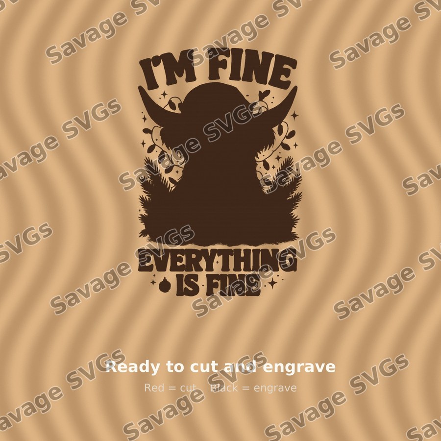 I'm Fine Christmas Highland Cow