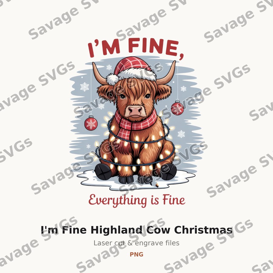 I'm Fine Highland Cow Christmas