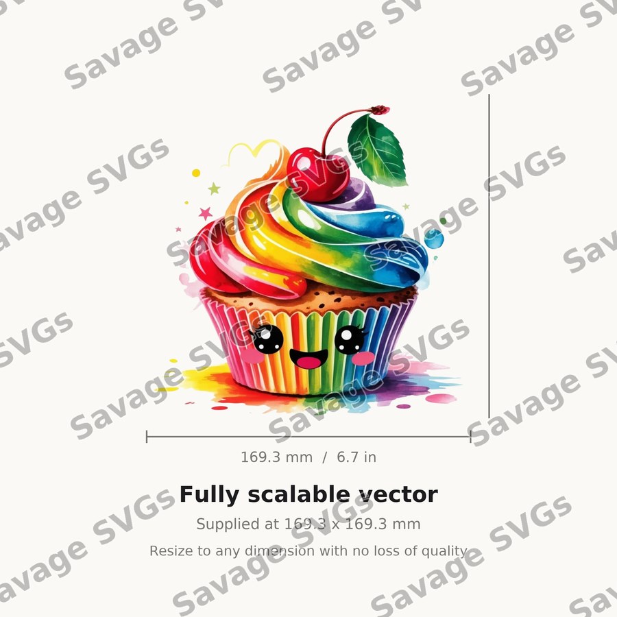Kawaii Rainbow Cupcake