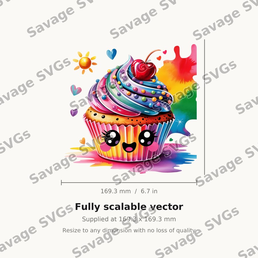 Kawaii Rainbow Cupcake