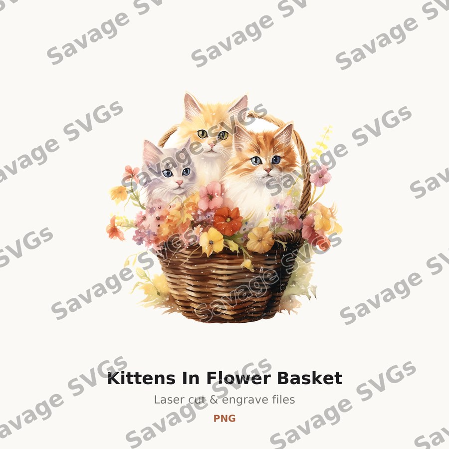 Kittens In Flower Basket