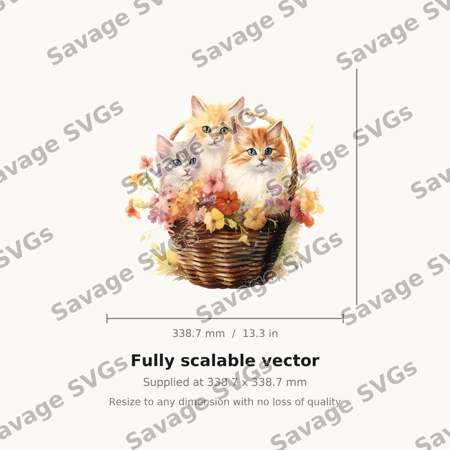 Kittens In Flower Basket