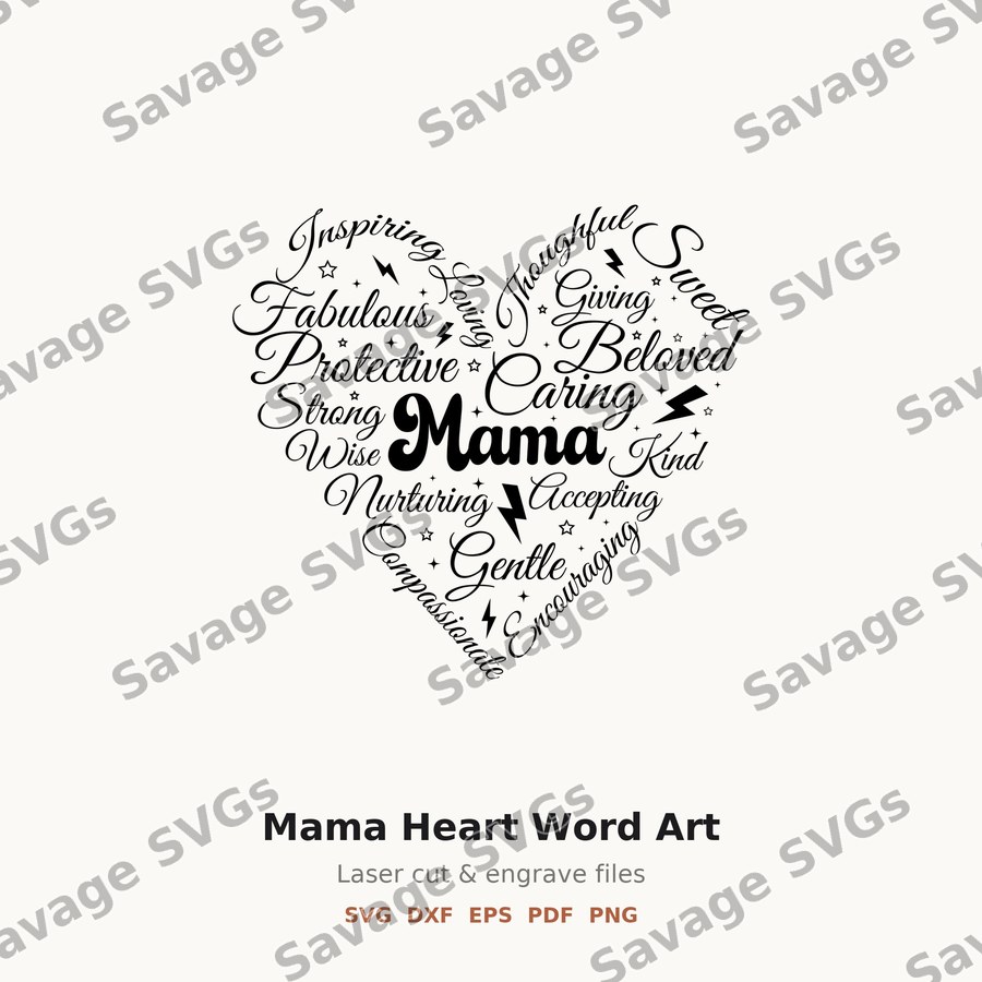 Mama Heart Word Art