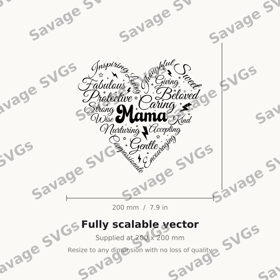 Mama Heart Word Art