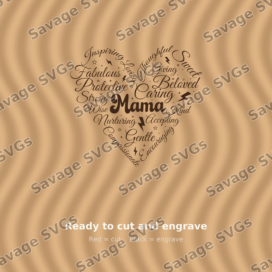 Mama Heart Word Art