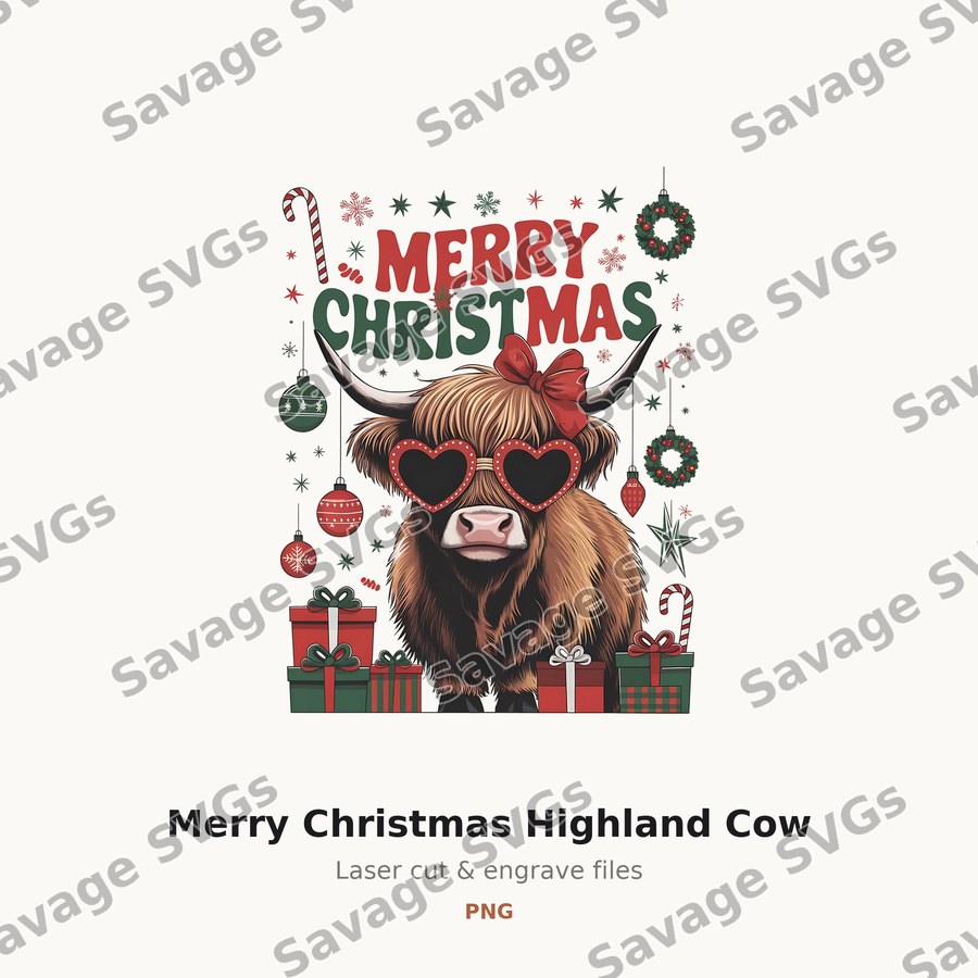 Merry Christmas Highland Cow