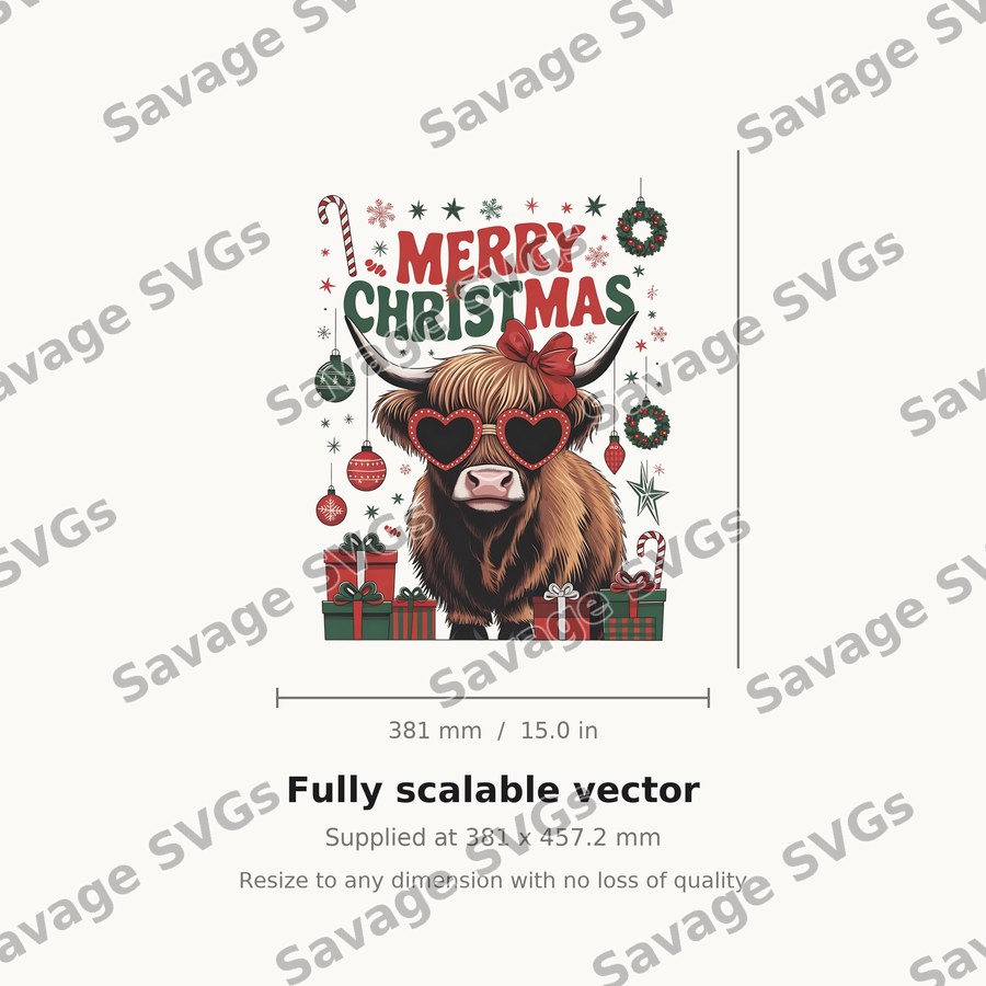 Merry Christmas Highland Cow