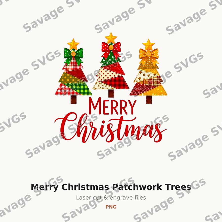 Merry Christmas Patchwork Trees