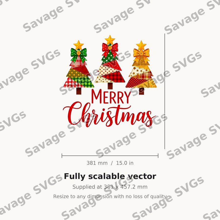 Merry Christmas Patchwork Trees