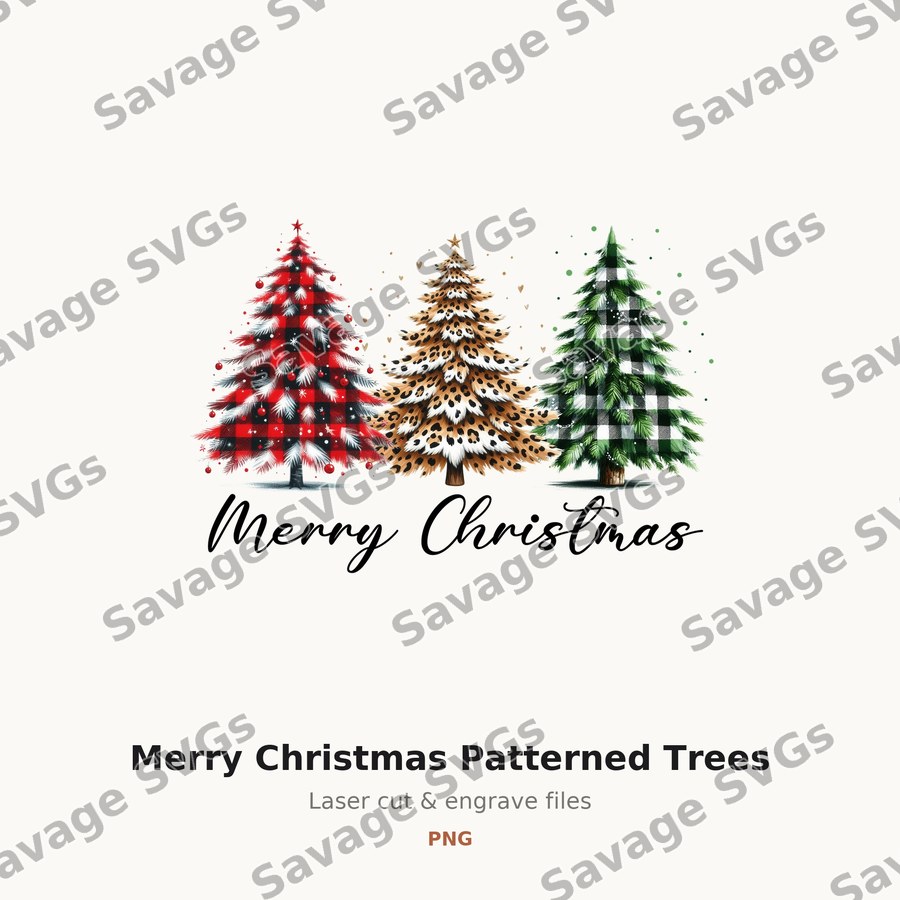 Merry Christmas Patterned Trees