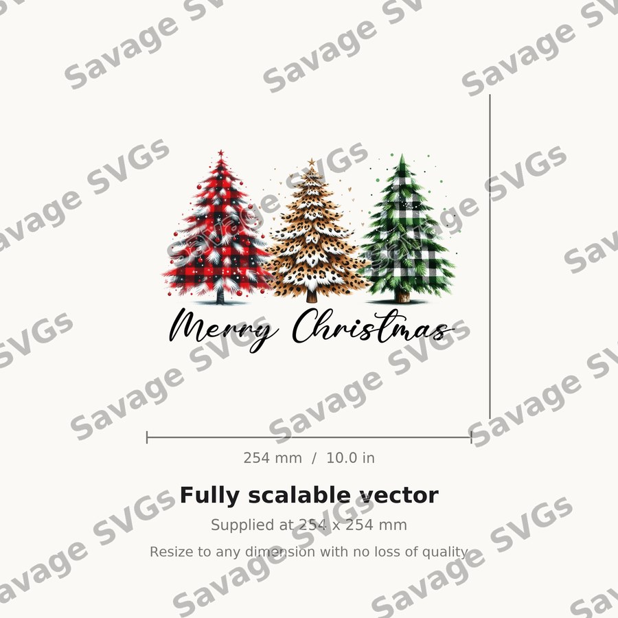 Merry Christmas Patterned Trees