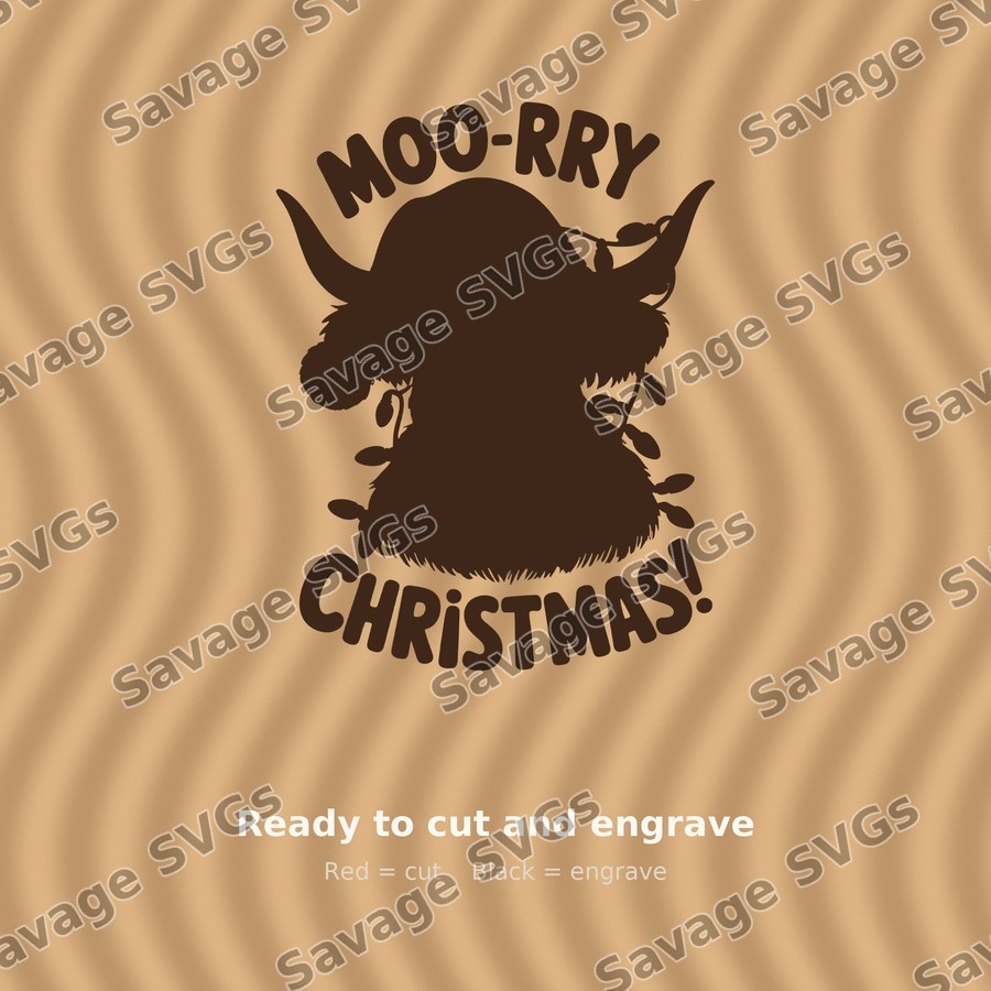 Moo-rry Christmas Highland Cow