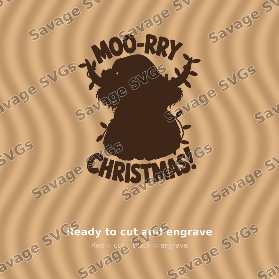 Moo-rry Christmas Highland Cow