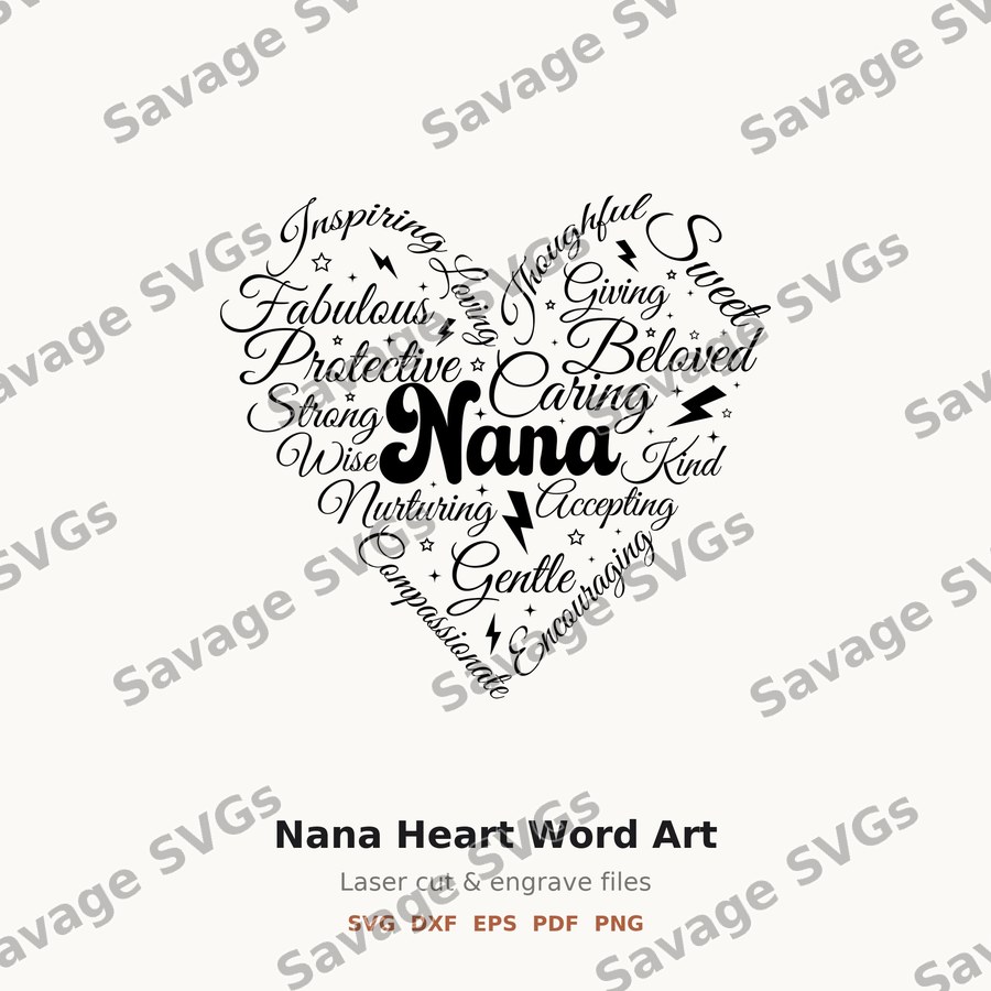 Nana Heart Word Art