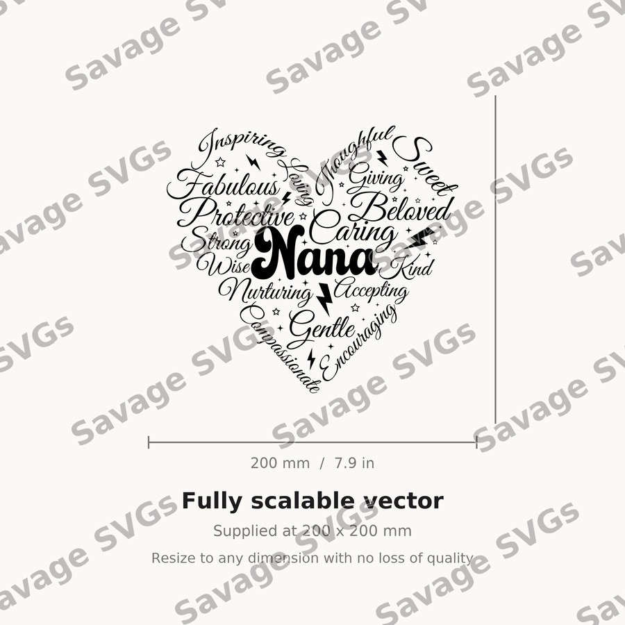 Nana Heart Word Art