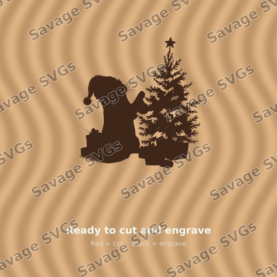 Otter Decorating Christmas Tree
