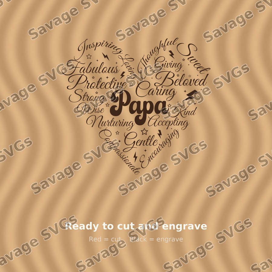 Papa Heart Word Art