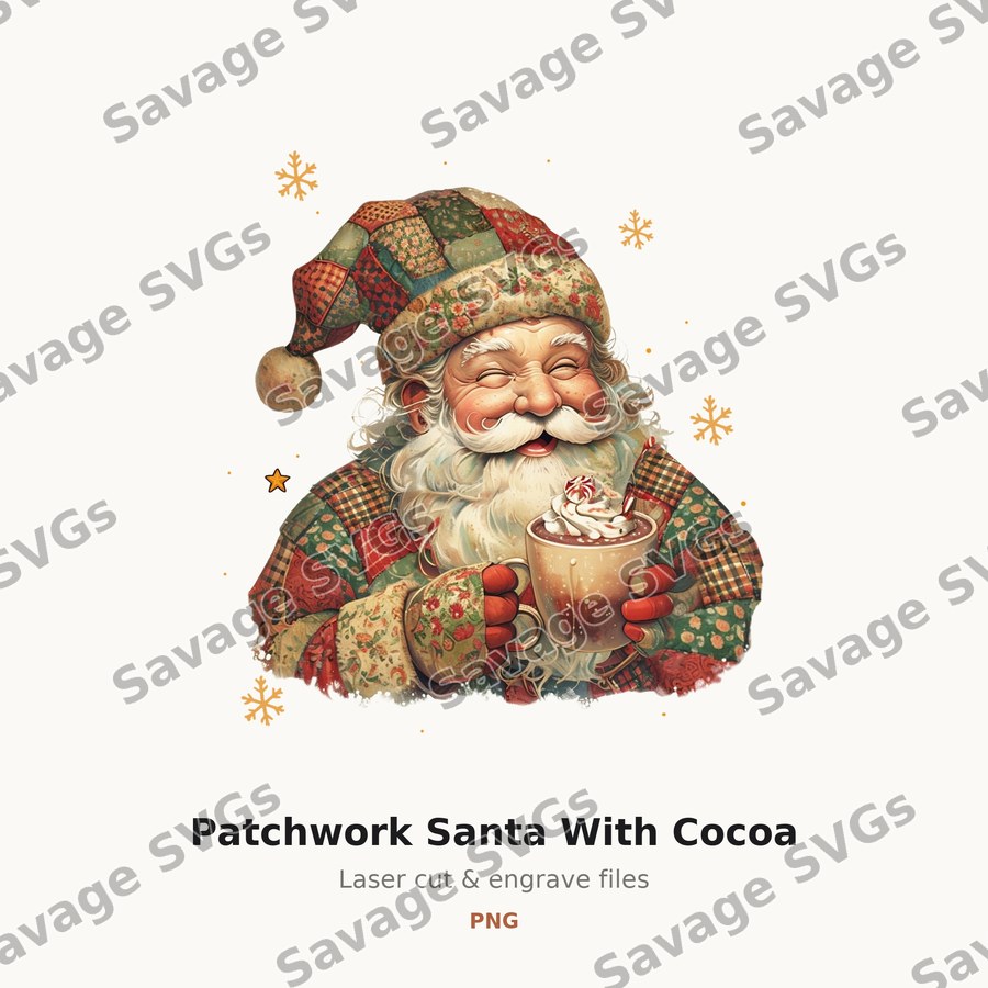 Patchwork Santa With Cocoa