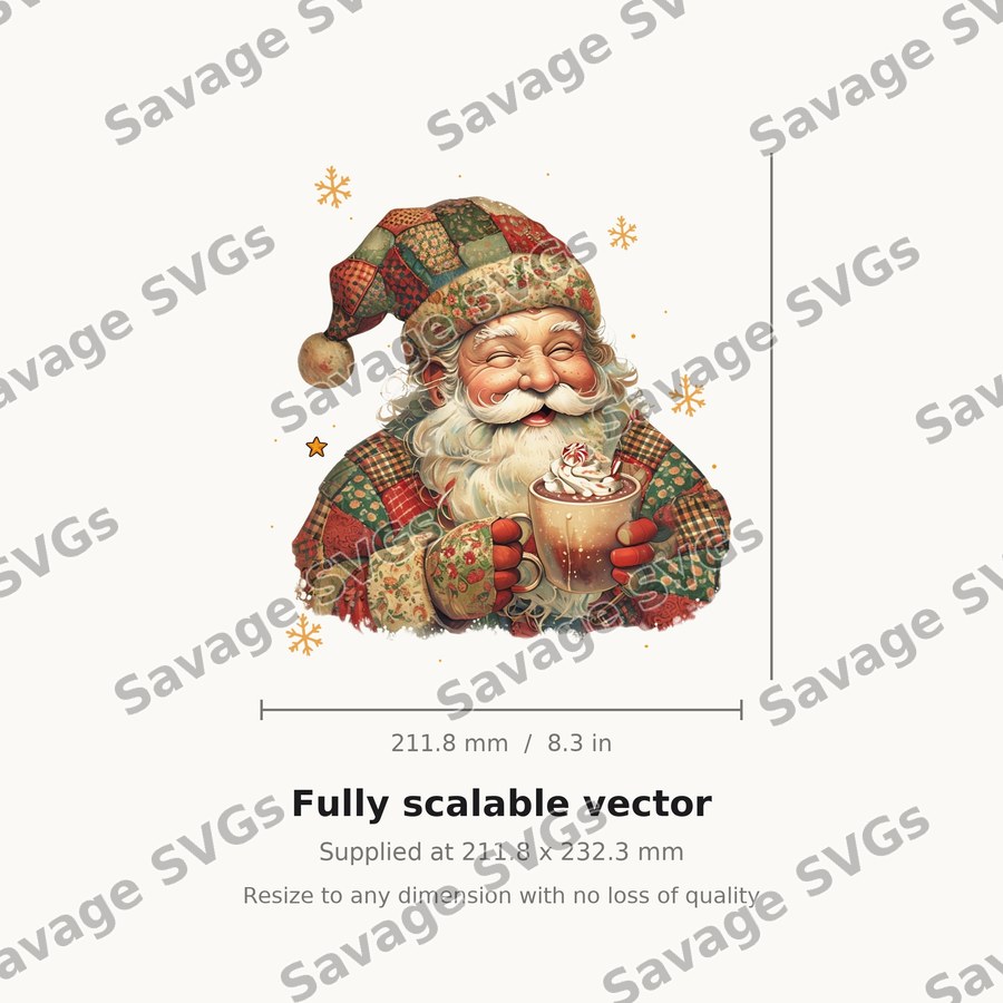 Patchwork Santa With Cocoa