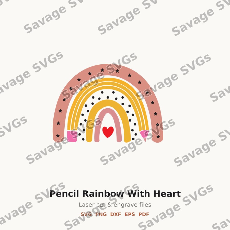 Pencil Rainbow With Heart