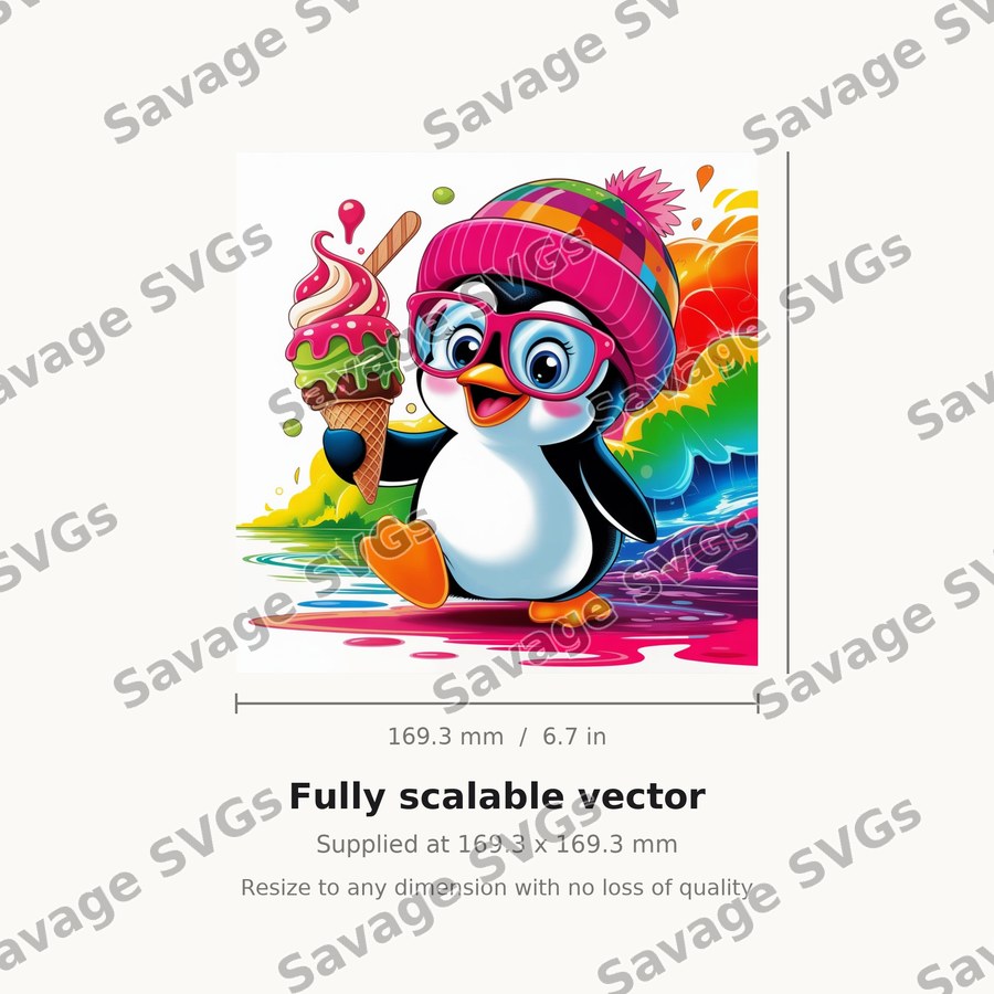 Penguin With Ice Cream Cone
