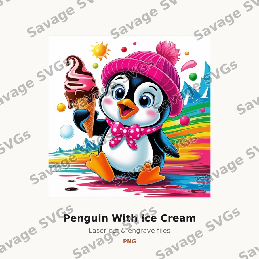 Penguin With Ice Cream