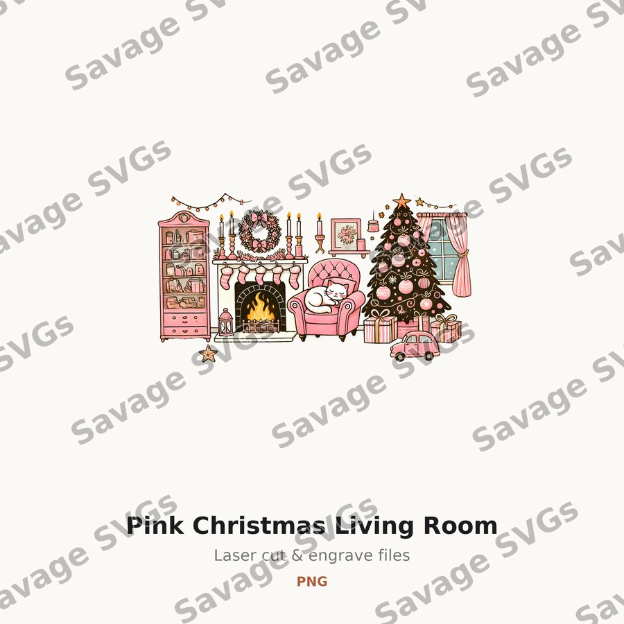 Pink Christmas Living Room