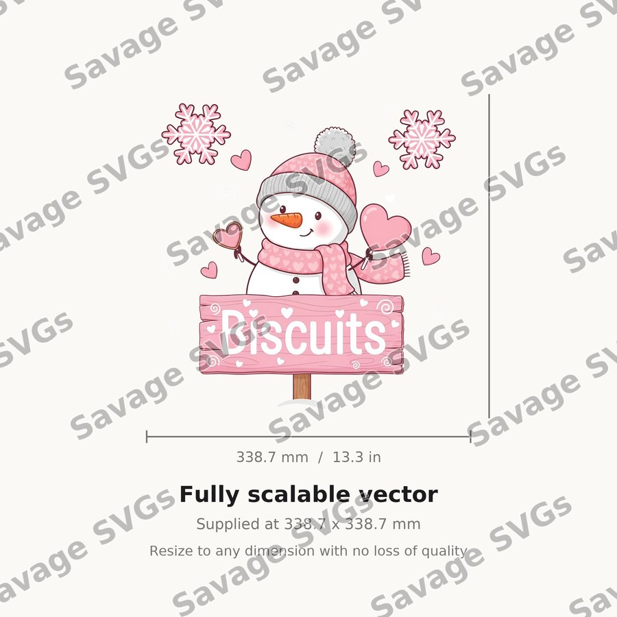 Pink Snowman Biscuits Sign