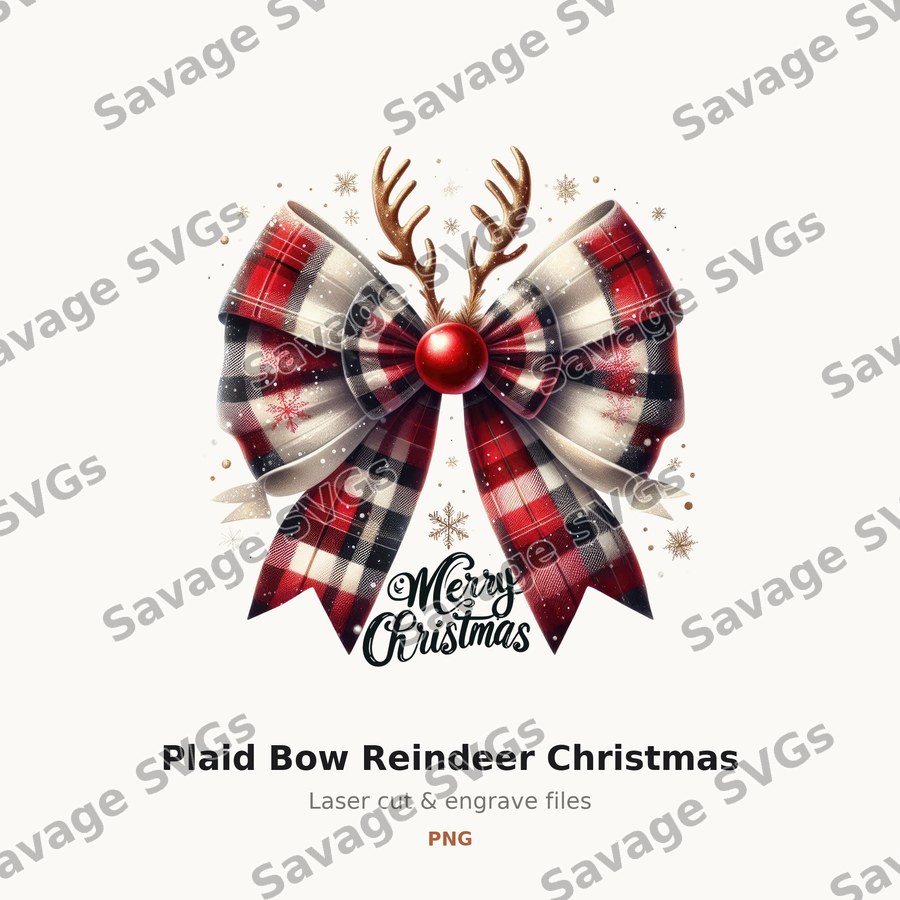 Plaid Bow Reindeer Christmas