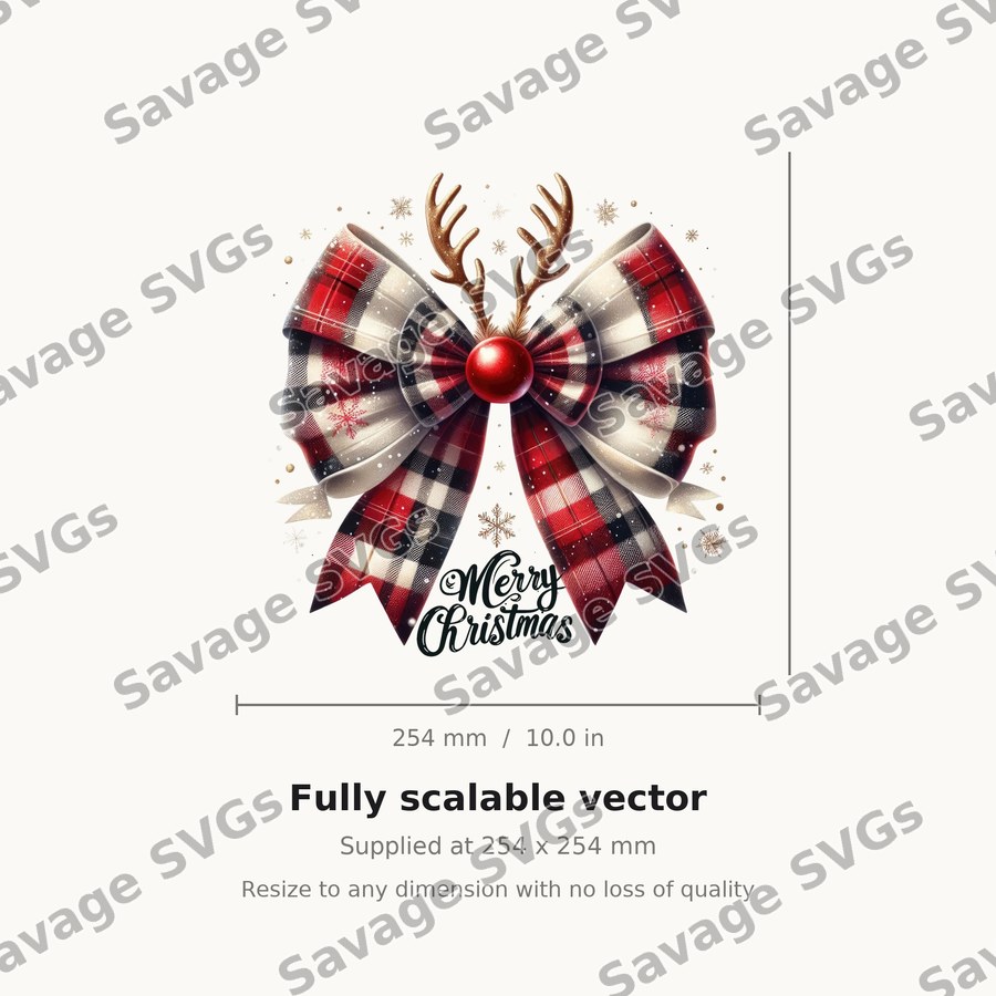 Plaid Bow Reindeer Christmas