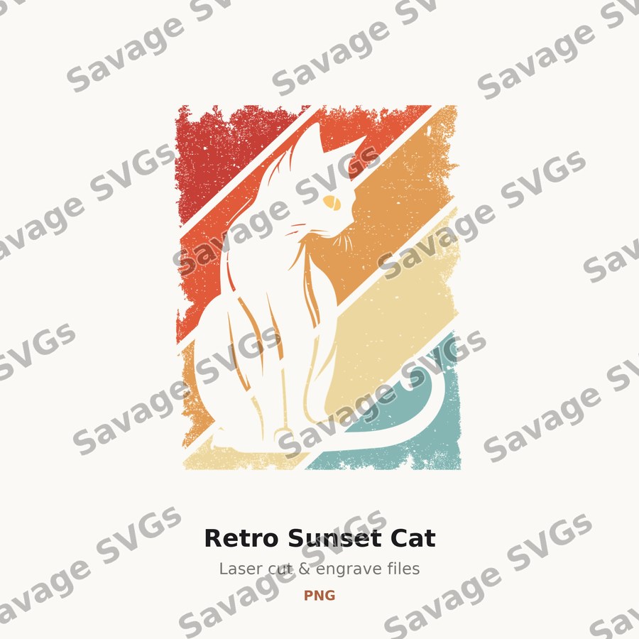Retro Sunset Cat