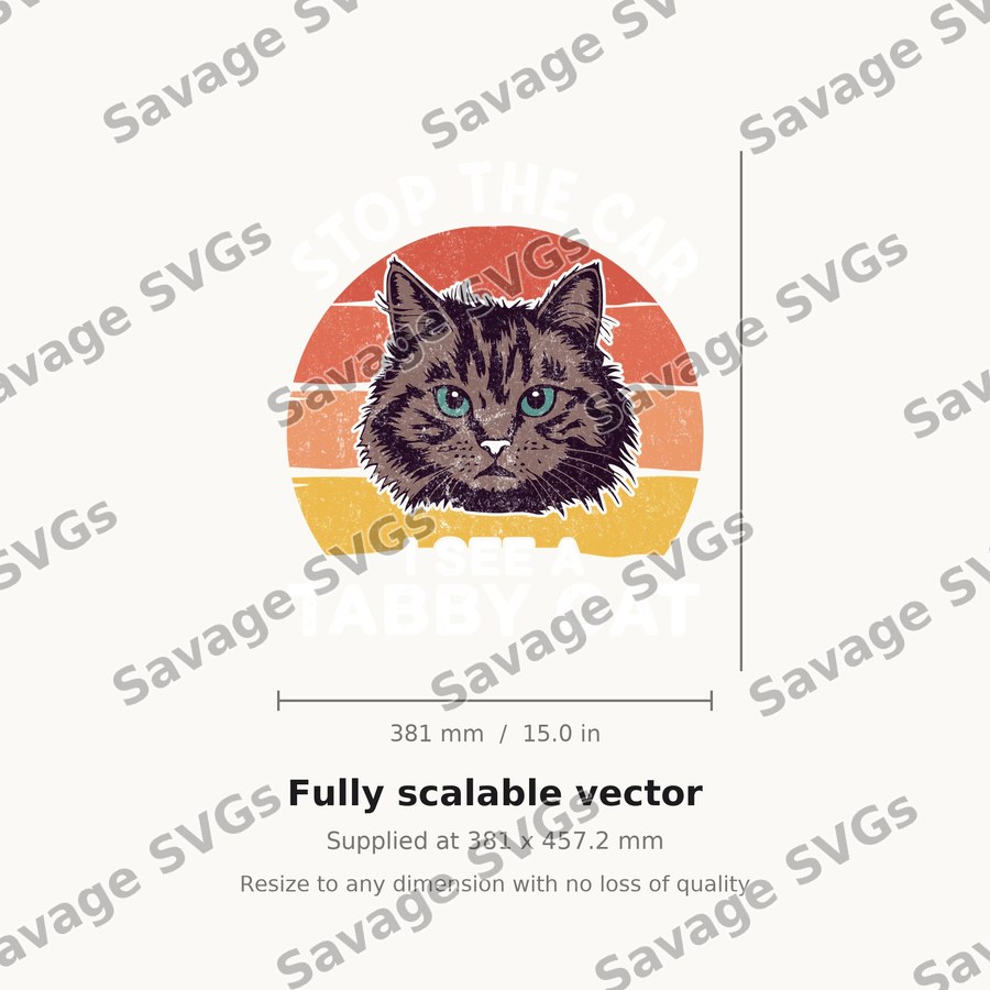 Retro Sunset Cat Face