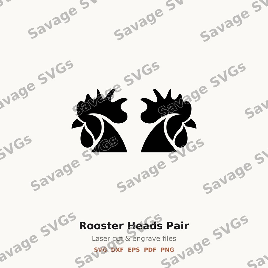Rooster Heads Pair